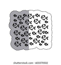 sticker silhouette pattern fish aquatic animal vector illustration