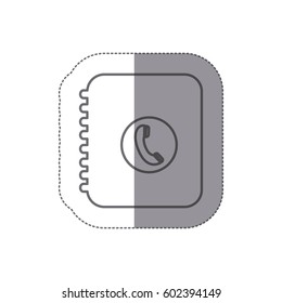 sticker silhouette phone book icon flat vector illustration
