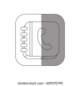 sticker silhouette phone book with spiral rings vector illustration