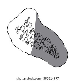 sticker silhouette set musical notes vector illustration