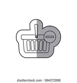 sticker silhouette with shopping basket with minus sign vector illustration