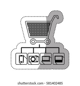 sticker silhouette shopping cart buy online icon stock vector illustration