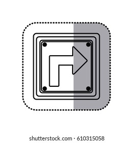 sticker silhouette square frame turn right traffic sign vector illustration