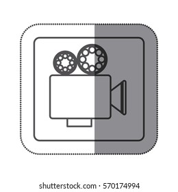 sticker silhouette square shape with retro movie projector