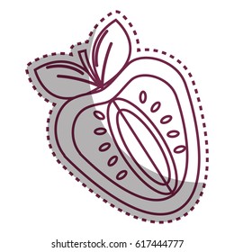 sticker silhouette strawberry fruit icon stock