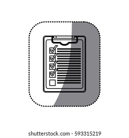 sticker silhouette table notepad with check list vector illustration