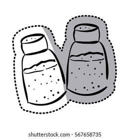 sticker silhouette two salt shaker icon flat