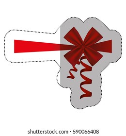 sticker silk red ribbon and bow wrapping decorative vector illustration