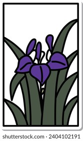 Sticker Simple Hanafuda Ayame Moriwa Satsuki May Iris Scum