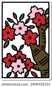 Sticker Simple Hanafuda Yayoi Florecimiento de cerezos Marzo Florencia de cerezos Dregs