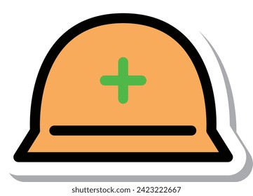 Sticker single item icon of items necessary for disaster prevention Helmet