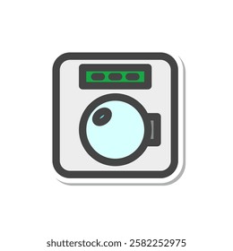 Sticker Single item icon related to daily necessities home appliances Drum type washing machine