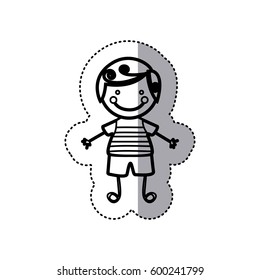 sticker sketch silhouette caricature boy with curly hair vector illustration