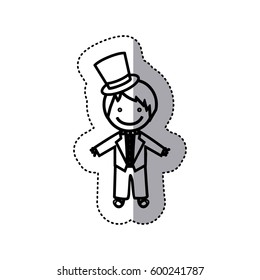 sticker sketch silhouette caricature man with costume wedding icon vector illustration