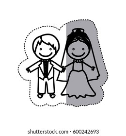 sticker sketch silhouette caricature married couple icon vector illustration