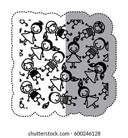 sticker sketch silhouette pattern children decorative design vector illustration