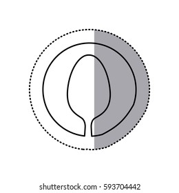 sticker with sketch of spoon in circle vector illustration