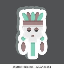 Sticker Skull. related to American Indigenous symbol. simple design editable