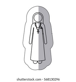 sticker slhouette nun with ribbon of breast cancer