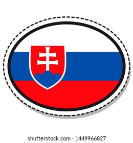 Sticker Slovakia flag button, social media communication sign, flat business oval icon.