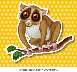 Sticker of a slow loris sitting on a branch of a tree