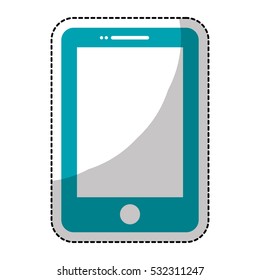 sticker of smartphone device icon over whire background. vector illustration