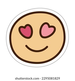 Pegatina con cara sonriente al estilo y2k. Ilustración de color vectorial de dibujos animados.