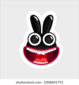 Sticker. Smiling hare. Character illustration. Vector design. Cartoon face.