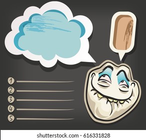 Sticker with smiling internet meme for everyday expressions in social media, chat, messages, mobile and web apps, internet communication.