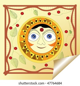 Sticker with smiling sun