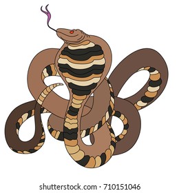 sticker snake cobra tattoo style Cobra vector.Traditional Japanese culture for printing on background.Snake with Sunrise for coloring book on background.