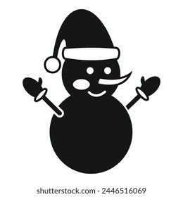 Sticker snow man icon simple vector. Funny beanie. Happy celebration holiday