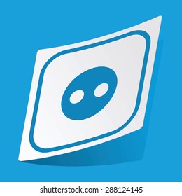 Sticker with socket icon, isolated on blue