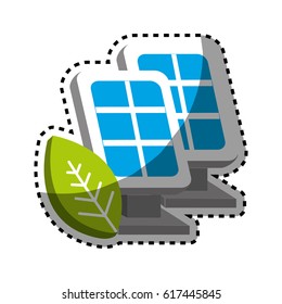 sticker solar energy eco icon