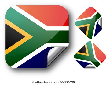 Sticker with South Africa flag. Vector Illustration. EPS10