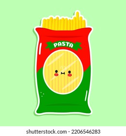 Sticker spaghetti character. Vector hand drawn cartoon kawaii character illustration icon. Isolated on green background. Happy pasta character concept