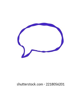 Sticker of speech bubble vector isolated and hand-drawn with blue ball pen ink