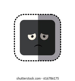 sticker square colorful shape emoticon dissapointed expression vector illustration