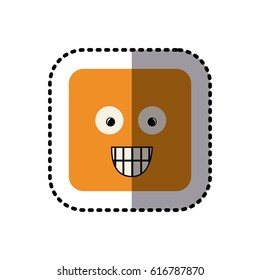 sticker square colorful shape emoticon surprised expression vector illustration