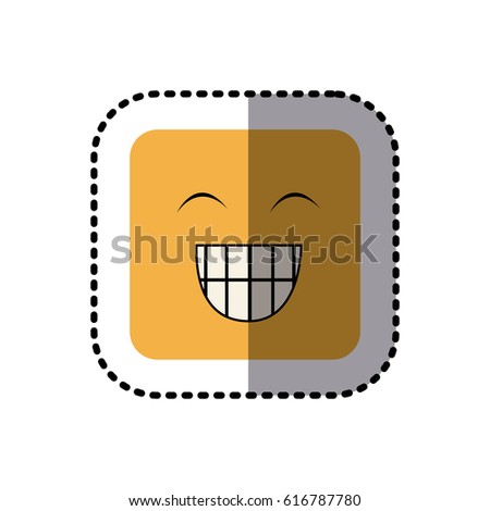 sticker square colorful shape emoticon face happines expression vector illustration