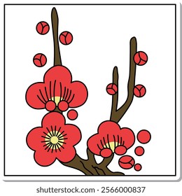 Sticker square Hanafuda Kisaragi plum February plum dregs