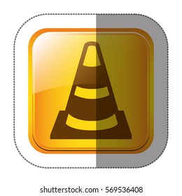 sticker square shape with striped traffic cone with shading