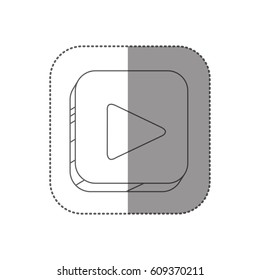 sticker square silhouette button with contour play button vector illustration