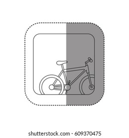 sticker square silhouette button with contour sport bike vector illustration