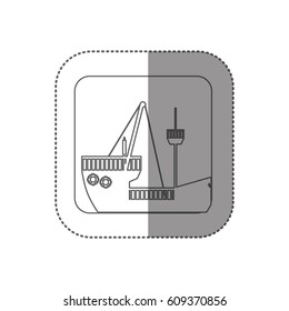 sticker square silhouette button with contour travel ship vector illustration