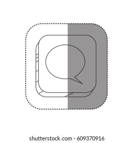 sticker square silhouette button with contour dialog box vector illustration