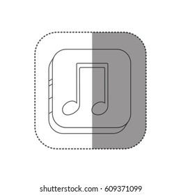 sticker square silhouette button with contour musical note vector illustration