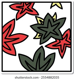 Sticker square simple hanafuda Kannazuki autumn leaves October autumn leaves scraps