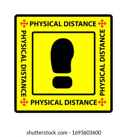 Sticker, Square Warning Vector, physical or social distance, Prevention concept for Covid-19 virus pandemic transmission 
