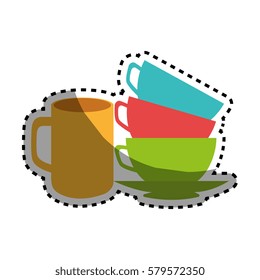 sticker stack of colorful coffee cups